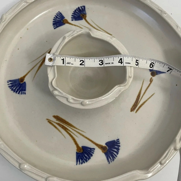 Floral Ceramic Chip and Dip Platter Vegetable Tray Handmade - Picture 5 of 11